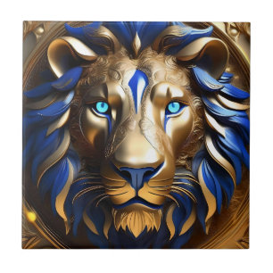 saffier blauwe en gouden leeuw, tegeltje