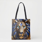 saffier blauwe en gouden leeuw, tote bag (Voorkant)