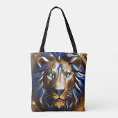 saffier blauwe en gouden leeuw, tote bag (Achterkant)