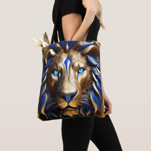 saffier blauwe en gouden leeuw, tote bag