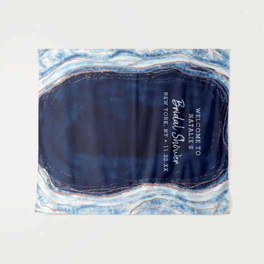 Saffier Blauwe Geode Douche Foto Prop Achtergrond Wandkleed (Voorkant (horizontaal))