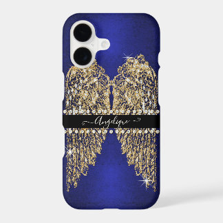 Saffier Blauwe Gouden Engelenvleugels met Diamante