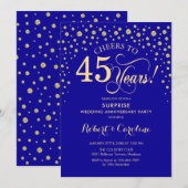 Saffier Blauwe Gouden Verrassing 45ste Verjaardags Kaart (Voorkant / Achterkant)