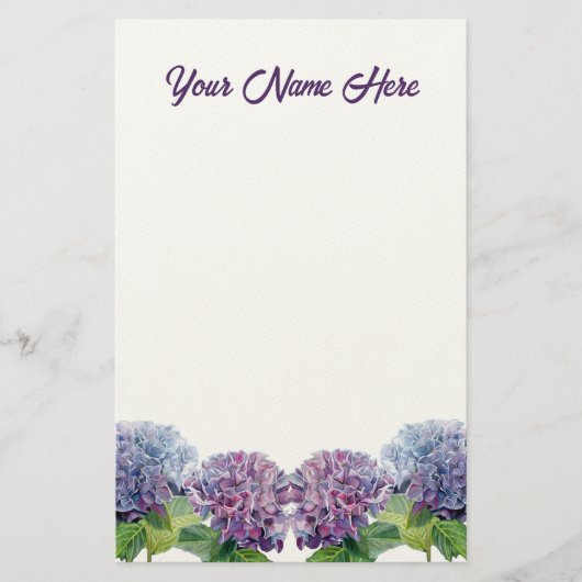 Saffier Blauwe Hortensia's Briefpapier (Voorkant)