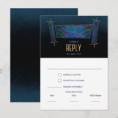 Saffier Blauwe Mozaïek Torarol Antwoordkaart Kaart (Voorkant / Achterkant)