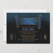 Saffier Blauwe Mozaïek Torarol Bar/Bat Mitzvah Kaart (Voorkant)
