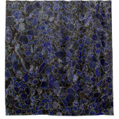 Saffier Blauwe Stenen met Glow Douchegordijn (Voorkant)