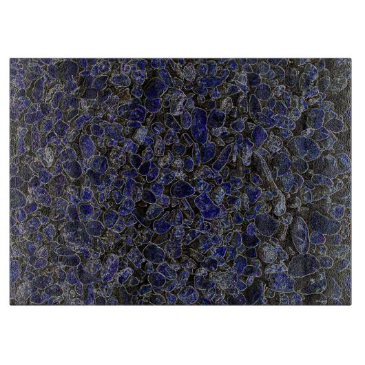 Saffier Blauwe Stenen met Glow Snijplank (Voorkant)