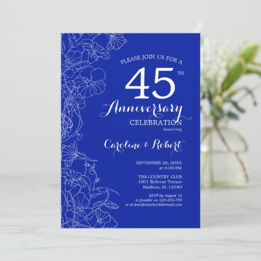 Saffier Bloem 45e Verjaardag Kaart (Staand voorkant)