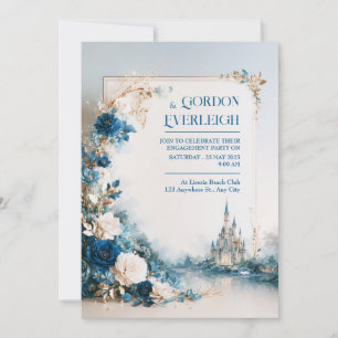 Saffier Bloemen Kasteel Bruiloft Kaart