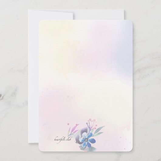 Saffier Bloemenuitnodiging Kaart (Achterkant)