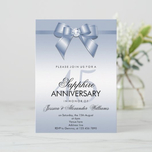 Saffier Boog & Lint 45ste huwelijksverjaardag Kaart (Staand voorkant)
