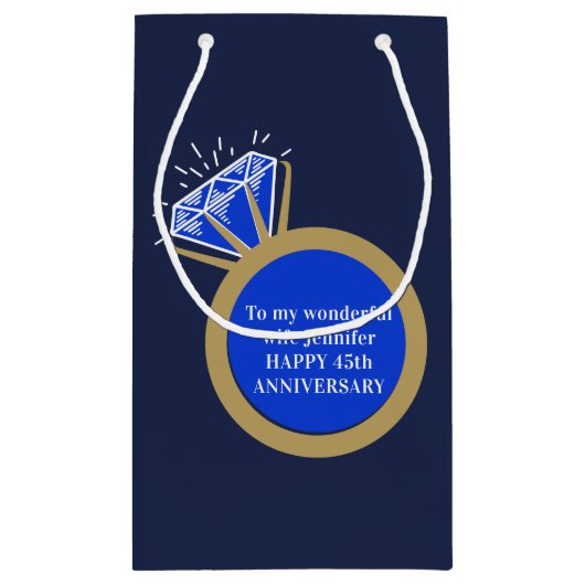 Saffier bruiloft Jubileum 45 jaar cadeau tas Klein Cadeauzakje (Achterkant)