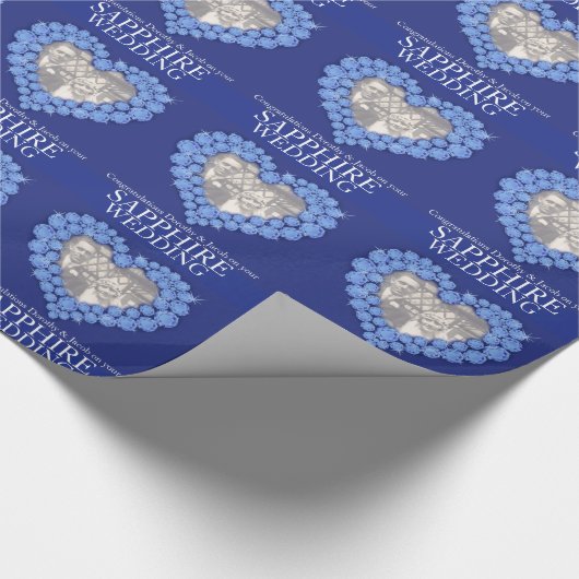 Saffier bruiloft sparkle stenen foto wrap cadeaupapier (Hoek)