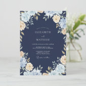 Saffier Champagne Bloem Bruiloft Kaart (Staand voorkant)