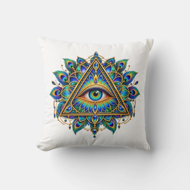 Saffier Chevron Oog Kussen (Voorkant)