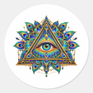 Saffier Chevron Oogsticker Ronde Sticker