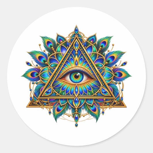 Saffier Chevron Oogsticker Ronde Sticker (Voorkant)