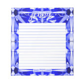 Saffier edelsteen gevoerd gepersonaliseerd notitieblok (Voorkant)