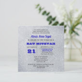 Saffier en zilveren glitter Glam Bat Mitswa Kaart (Staand voorkant)