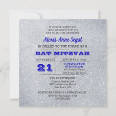 Saffier en zilveren glitter Glam Bat Mitswa Kaart (Voorkant)