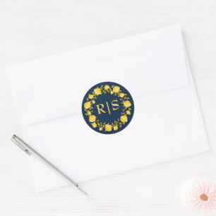Saffier Genade Koningsblauw en Gouden Huwelijk Ronde Sticker