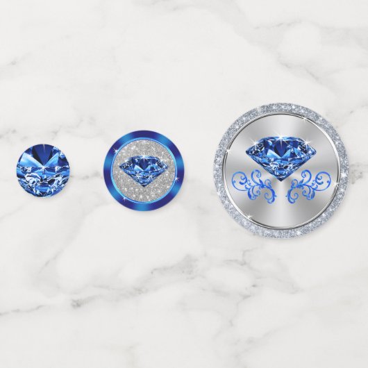 Saffier gepersonaliseerde 65e Jubileum Confetti (Achterkanten)