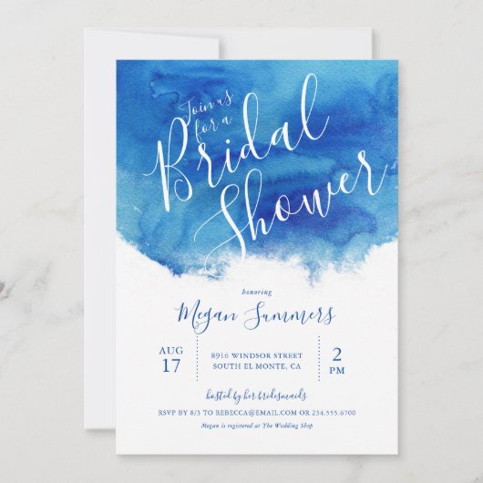 Saffier getij bruids douche uitnodiging (Voorkant)