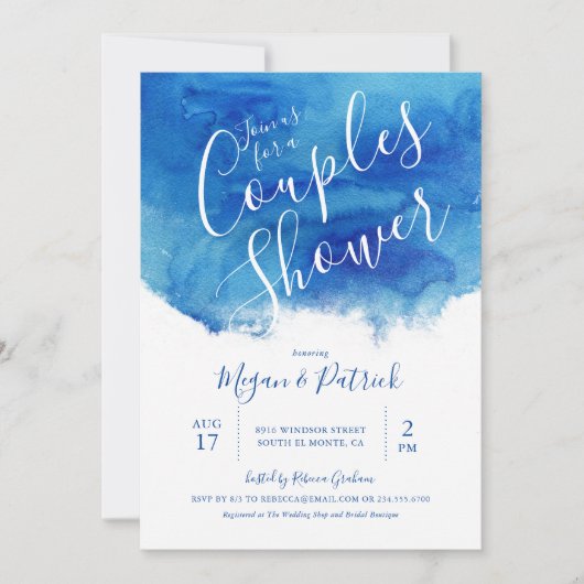 saffier getij koppels douche uitnodiging (Voorkant)