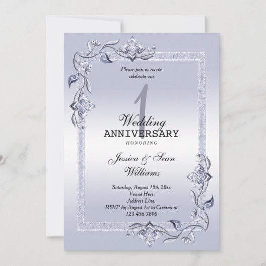 Saffier Glans & Glitters & 1e Huwelijk Kaart (Voorkant)