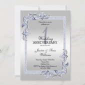 Saffier Glans & Glitters & Zilver 1e Huwelijk Kaart (Voorkant)