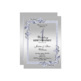 Saffier Glans & Glitters & Zilver 1e Huwelijk Kaart