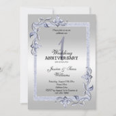 Saffier Glans & Glitters & Zilver 1e Huwelijks- Kaart (Voorkant)