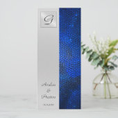 Saffier Glas-in-lood Bruiloftsprogramma Uitnodigin Programmakaart (Staand voorkant)