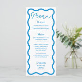 Saffier Golvend Retro Trouwmenu Menu (Staand voorkant)