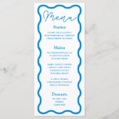 Saffier Golvend Retro Trouwmenu Menu (Voorkant)