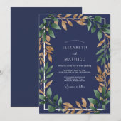 Saffier Goud Loof Eucalyptus Bruiloft Kaart (Voorkant / Achterkant)