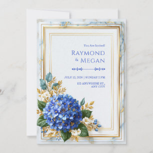 Saffier Hydrangea Goud Folie Romantische Trouwdag Kaart
