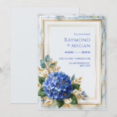 Saffier Hydrangea Goud Folie Romantische Trouwdag Kaart (Voorkant / Achterkant)