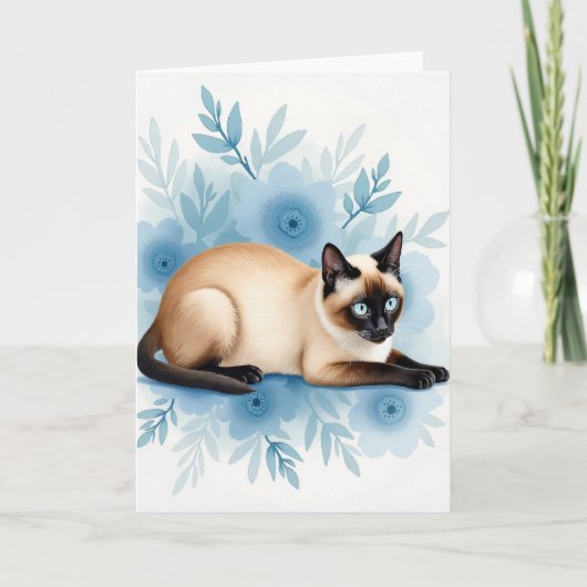 Saffier Kat Bloem Moederdag Kaart (Voorkant)