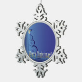 Saffier Kerstboom Tin Sneeuwvlok Ornament (Rechts)