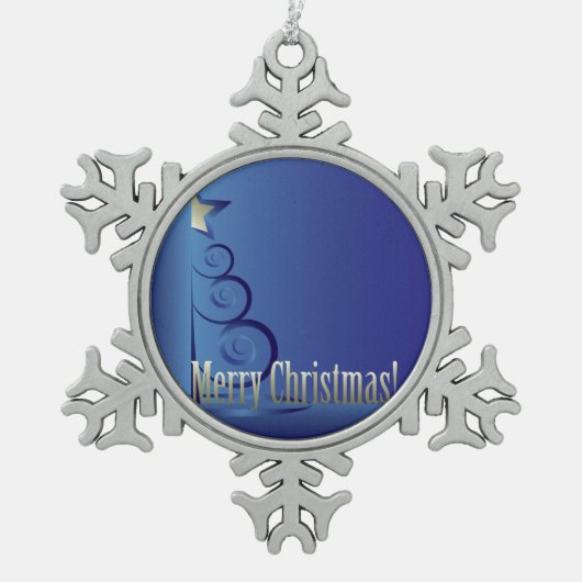 Saffier Kerstboom Tin Sneeuwvlok Ornament (Voorkant)