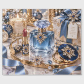 Saffier Luxe Kerstschoonheid Cadeaupapier (Vlak)