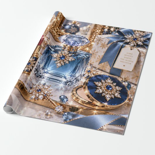 Saffier Luxe Kerstschoonheid Cadeaupapier (Uitgerold)