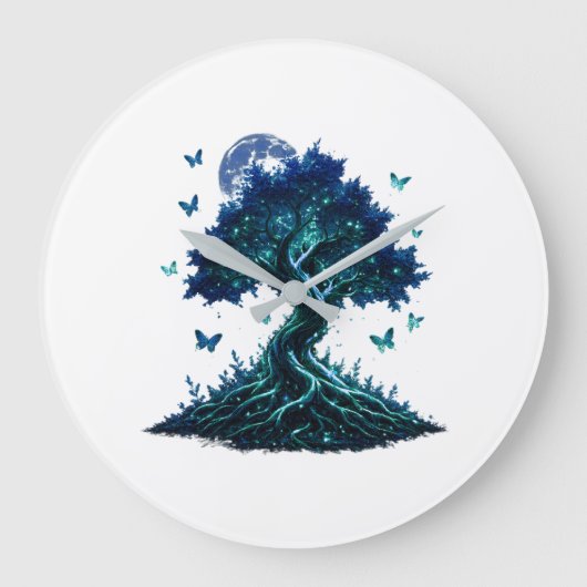 Saffier Maan Boom Wandklok (Voorkant)