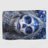 Saffier Maan Calavera – Blauwe Hemel Golfhanddoek (Horizontaal)