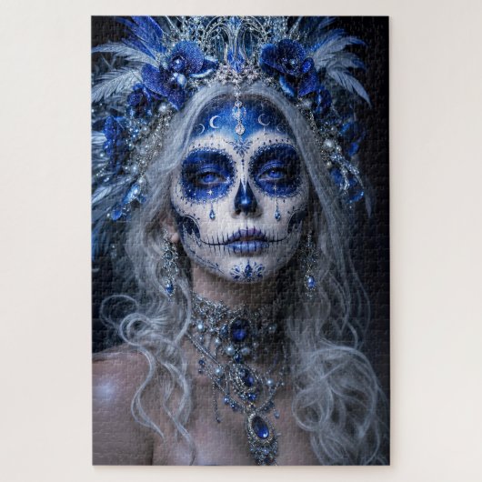Saffier Maan Calavera – Blauwe Hemel Legpuzzel (Verticaal)