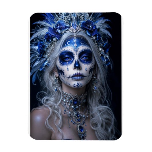 Saffier Maan Calavera – Blauwe Hemel Magneet (Verticaal)