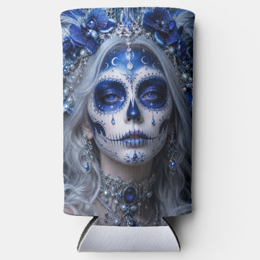 Saffier Maan Calavera – Blauwe Hemel Seltzer Blikjeskoeler (Voorkant)