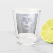 Saffier Maan Calavera – Blauwe Hemel Shot Glas (Achterkant)